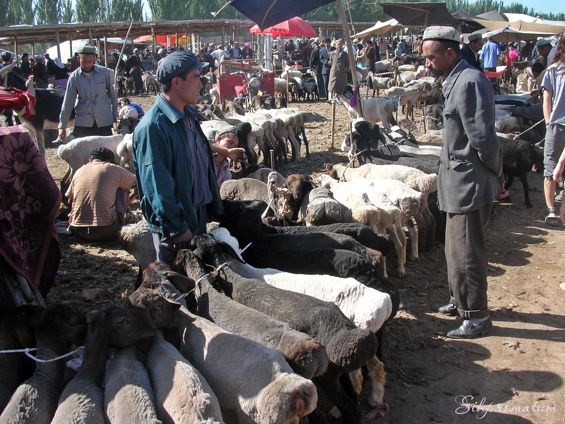 Merchants-still-continue-to-trade-and-bargain-at-historic-animal-market-along-the-Silk-Road-in-Kashgar-Western-China.